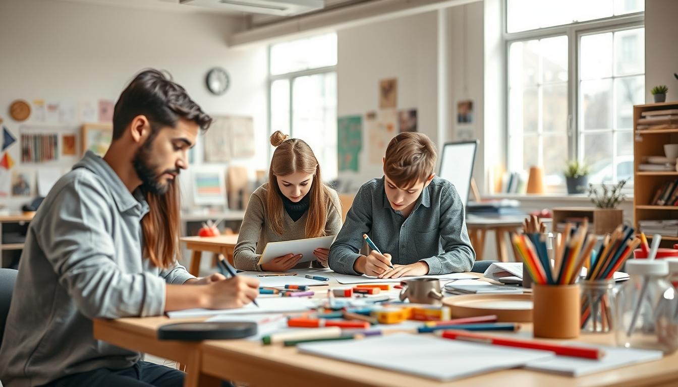 Students collaborating in study space