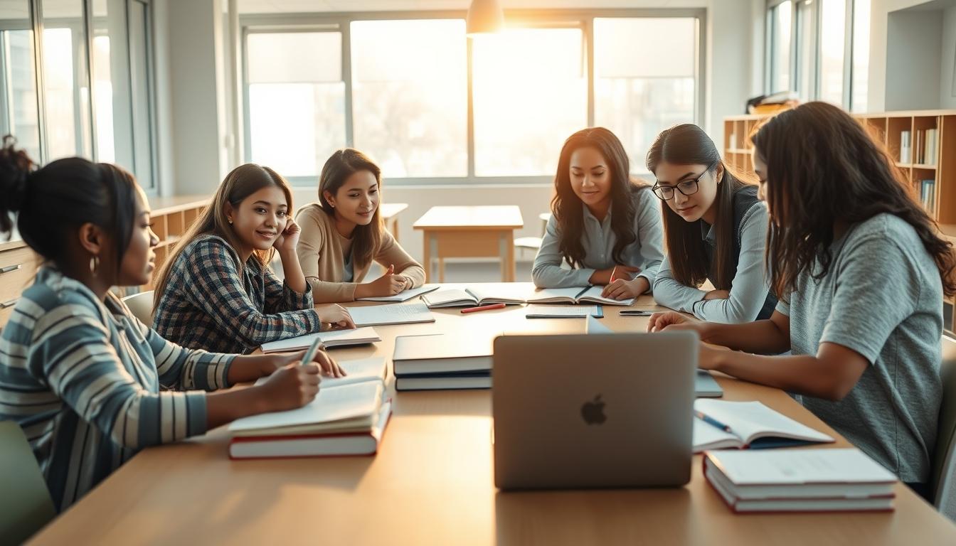 Student using a study guide to organize academic notes